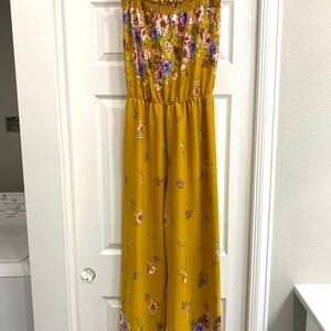 Sweet Rain Mustard Floral Jumpsuit with flare bottom